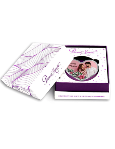 Precious Moments Personalised BIS Hallmarked Happy Married Silver Heart Shape Coin Of 20 Gram in 999 Purity by ACPL