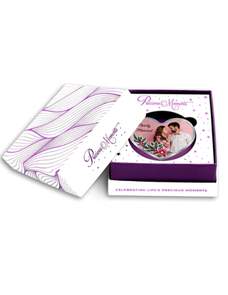 Precious Moments Personalised BIS Hallmarked Happy Married Silver Heart Shape Coin Of 20 Gram in 999 Purity by ACPL