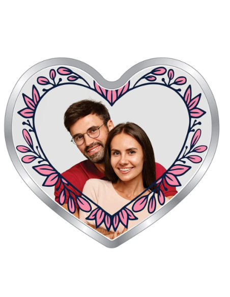 Precious Moments Personalised BIS Hallmarked Happy Married Silver Heart Shape Coin Of 20 Gram in 999 Purity by ACPL