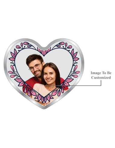 Precious Moments Personalised BIS Hallmarked Happy Married Silver Heart Shape Coin Of 20 Gram in 999 Purity by ACPL