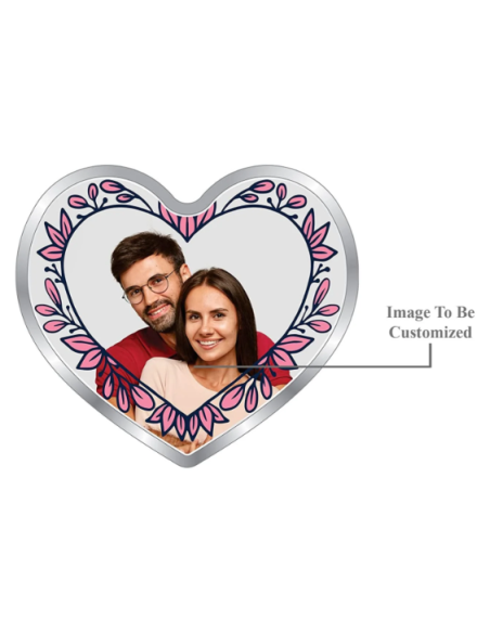 Precious Moments Personalised BIS Hallmarked Happy Married Silver Heart Shape Coin Of 20 Gram in 999 Purity by ACPL