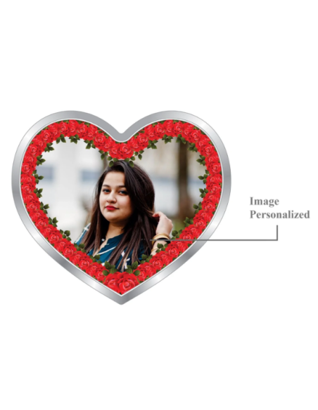 Precious Moments Personalised BIS Hallmarked Happy Valentines Day Silver Heart Shape Coin Of 20 Gram in 999 Purity by ACPL