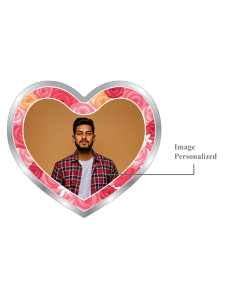 Precious Moments Personalised BIS Hallmarked Happy Valentines Day Silver Heart Shape Coin Of 20 Gram in 999 Purity by ACPL