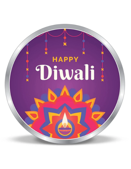 Precious Moments Personalised BIS Hallmarked Happy Diwali Silver Coin Of 10 Gram in 999 Purity / Fineness By ACPL