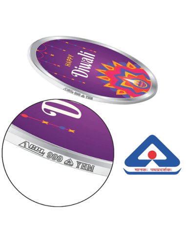 Precious Moments Personalised BIS Hallmarked Happy Diwali Silver Coin Of 10 Gram in 999 Purity / Fineness By ACPL
