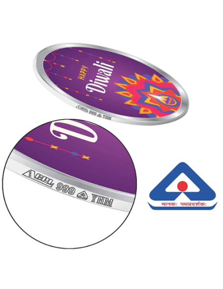 Precious Moments Personalised BIS Hallmarked Happy Diwali Silver Coin Of 10 Gram in 999 Purity / Fineness By ACPL