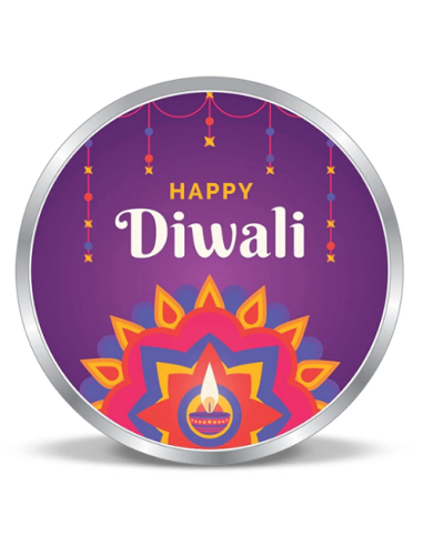 Precious Moments Personalised BIS Hallmarked Happy Diwali Silver Coin Of 20 Gram in 999 Purity / Fineness By ACPL