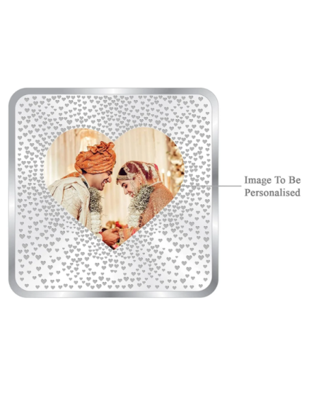 Precious Moments Personalised BIS Hallmarked Newly Married Silver Square Coin Of 50 Gram in 999 Purity / Fineness By ACPL