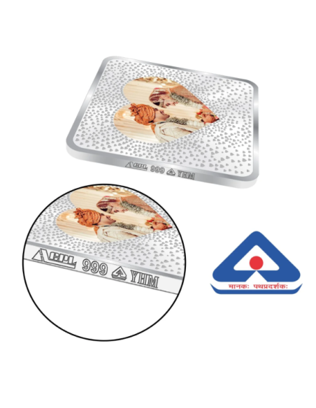 Precious Moments Personalised BIS Hallmarked Newly Married Silver Square Coin Of 50 Gram in 999 Purity / Fineness By ACPL