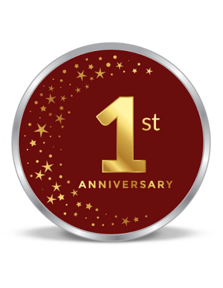 Precious Moments Personalised BIS Hallmarked Anniversary Silver Coin Of 20 Gram in 999 Purity / Fineness By ACPL