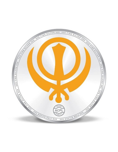 Precious Moments Color Waheguru Ji BIS Hallmarked Silver Coin Of 100 G