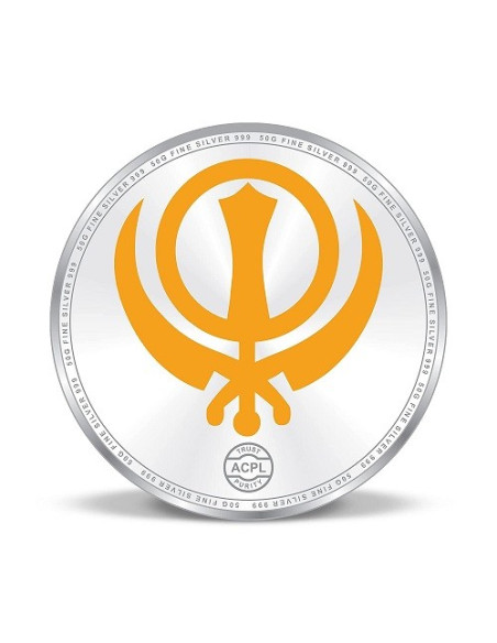 Precious Moments Color Waheguru Ji BIS Hallmarked Silver Coin Of 100 G