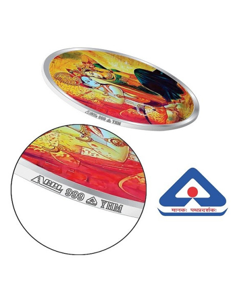 ACPL Color Radha Krishna BIS Hallmarked Silver Coin Of 10 Gram in 999 Purity / Fineness