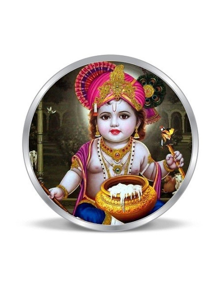 Precious Moments Color Krishna BIS Hallmarked Silver Coin Of 100 Gram