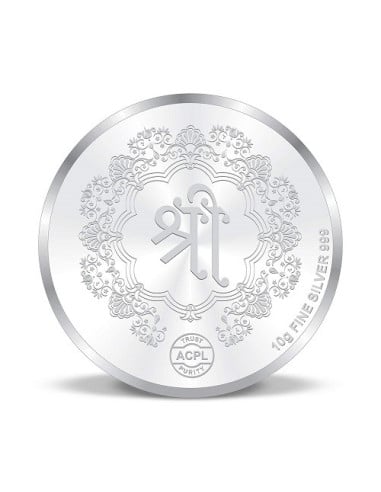 Precious Moments Color Maa Lakshmi & Lord Ganesh Ji BIS Hallmarked Silver Coin Of 20 Gram in 999 Purity / Fineness by ACPL