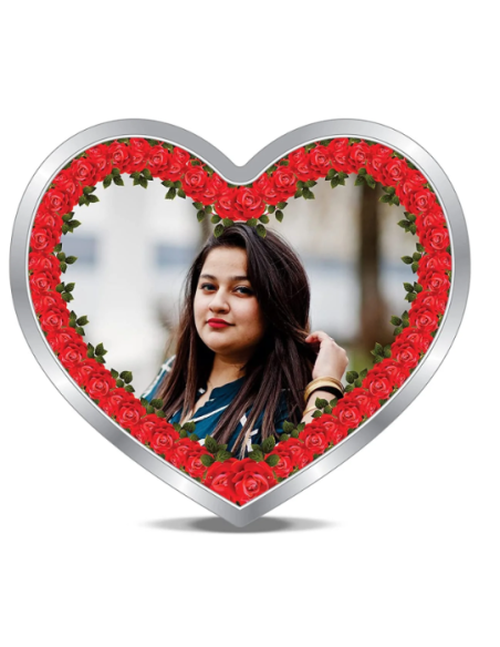 Precious Moments Personalised BIS Hallmarked Happy Valentines Day Silver Heart Shape Coin Of 20 Gram in 999 Purity by ACPL