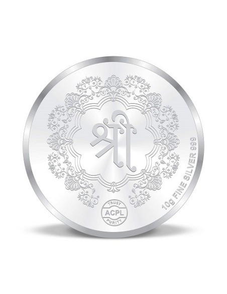 Precious Moments Color Maa Lakshmi & Lord Ganesh Ji BIS Hallmarked Silver Coin Of 50 Gram in 999 Purity / Fineness by ACPL