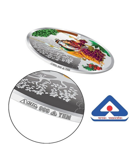 ACPL Color Radha Krishna BIS Hallmarked Silver Coin Of 10 Gram in 999 Purity / Fineness