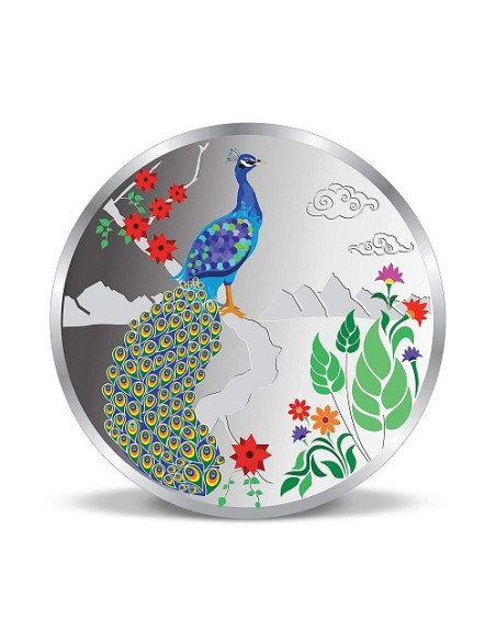Precious Moments Colorful Peacock BIS Hallmarked Silver Coin Of 100 Gr
