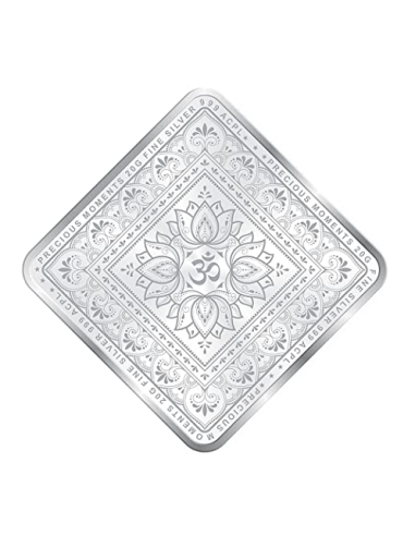 Precious Moments BIS Hallmarked Color Diamond Shape Lakshmi Ganesh Silver Coin Of 10 Gram in 999 Purity / Fineness by ACPL