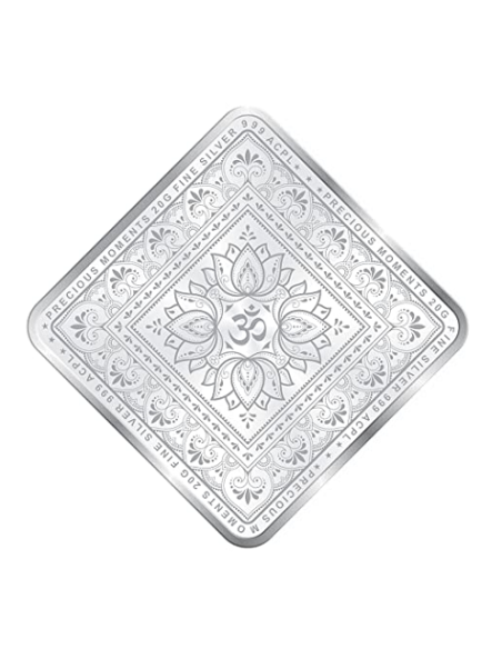 Precious Moments BIS Hallmarked Color Diamond Shape Lakshmi Ganesh Silver Coin Of 10 Gram in 999 Purity / Fineness by ACPL