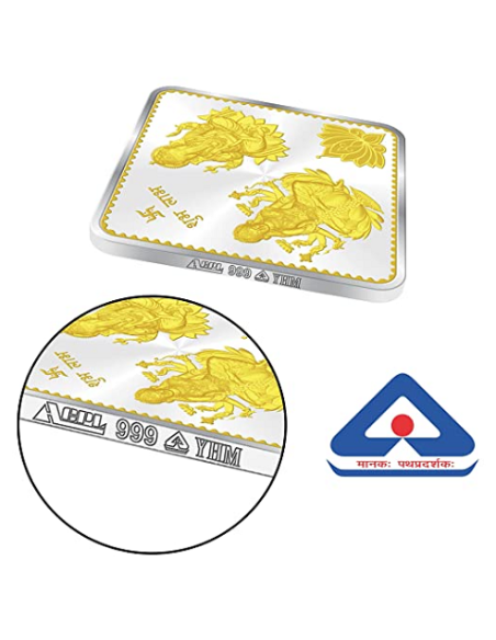 Precious Moments BIS Hallmarked Color Diamond Shape Lakshmi Ganesh Silver Coin Of 10 Gram in 999 Purity / Fineness by ACPL