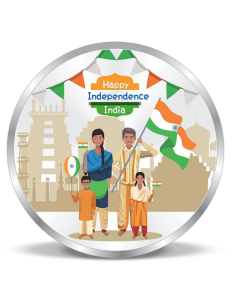 Precious Moments Color Happy Independence Day BIS Hallmarked Silver Coin Of 10 Gram in 999 Purity / Fineness by ACPL