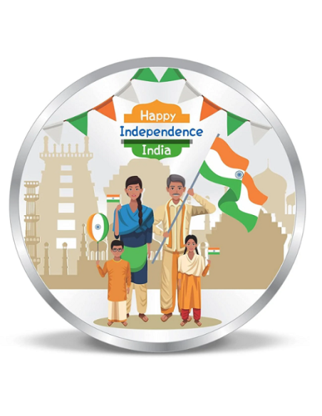 Precious Moments Color Happy Independence Day BIS Hallmarked Silver Coin Of 10 Gram in 999 Purity / Fineness by ACPL