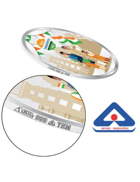 Precious Moments Color Happy Independence Day BIS Hallmarked Silver Coin Of 10 Gram in 999 Purity / Fineness by ACPL