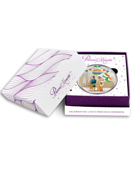 Precious Moments Color Happy Independence Day BIS Hallmarked Silver Coin Of 10 Gram in 999 Purity / Fineness by ACPL