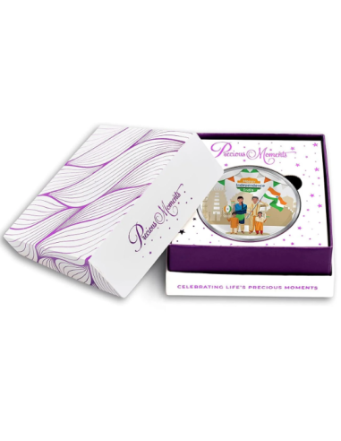 Precious Moments Color Happy Independence Day BIS Hallmarked Silver Coin Of 20 Gram in 999 Purity / Fineness by ACPL