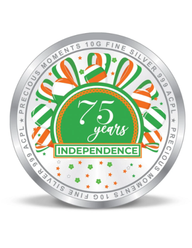 Precious Moments Color Happy Independence Day BIS Hallmarked Silver Coin Of 50 Gram in 999 Purity / Fineness by ACPL
