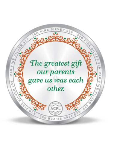 Precious Moments BIS Hallmarked Happy Raksha Bandhan Silver Coin Of 50 Gram in 999 Purity / Fineness By ACPL