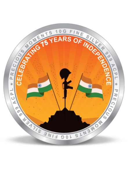 Precious Moments Color Happy Independence Day BIS Hallmarked Silver Coin Of 10 Gram in 999 Purity / Fineness by ACPL