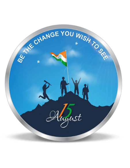 Precious Moments Color Happy Independence Day BIS Hallmarked Silver Coin Of 20 Gram in 999 Purity / Fineness by ACPL