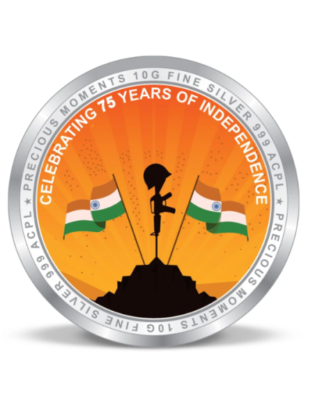 Precious Moments Color Happy Independence Day BIS Hallmarked Silver Coin Of 50 Gram in 999 Purity / Fineness by ACPL