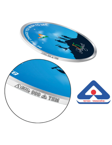 Precious Moments Color Happy Independence Day BIS Hallmarked Silver Coin Of 50 Gram in 999 Purity / Fineness by ACPL