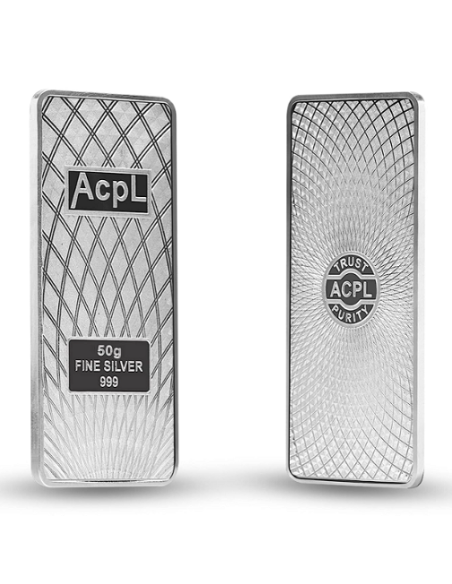 Precious Moments BIS Hallmarked Silver Bar Of 50 Gram in 999 Purity / Fineness by ACPL