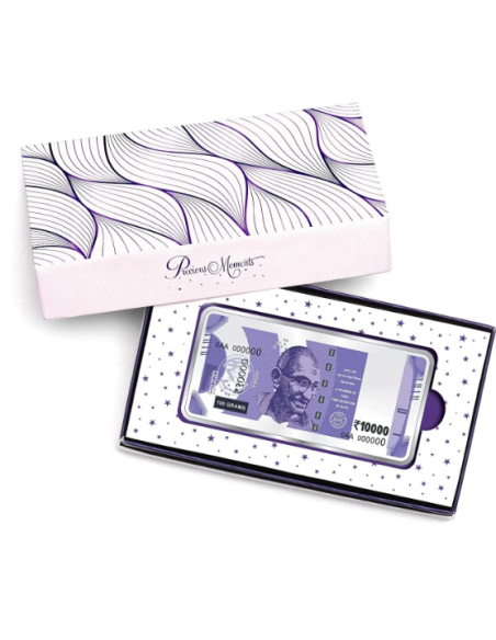 Precious Moments BIS Hallmarked 100 Gram Silver Currency Bar Rs.10000