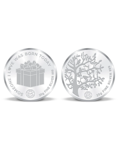 Precious Moments Color Birthday Celebration BIS Hallmarked Silver Coin Of [20 Grams X 2 ] in 999 Purity / Fineness COMBO SET