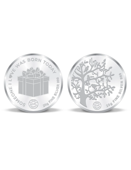 Precious Moments Color Birthday Celebration BIS Hallmarked Silver Coin Of [20 Grams X 2 ] in 999 Purity / Fineness COMBO SET