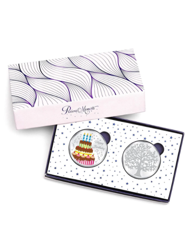 Precious Moments Color Birthday Celebration BIS Hallmarked Silver Coin Of [20 Grams X 2 ] in 999 Purity / Fineness COMBO SET