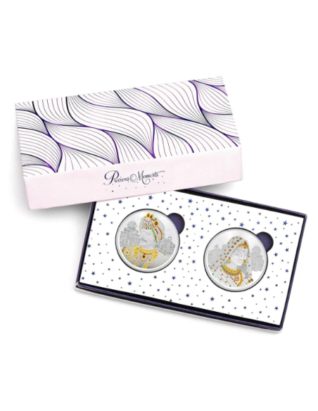 Precious Moments Color King and Queen BIS Hallmarked Silver Coin Of [20 Grams X 2 ] in 999 Purity / Fineness COMBO SET