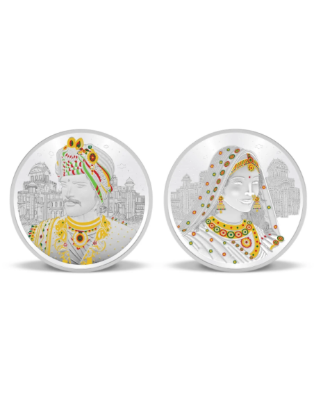 Precious Moments Color King and Queen BIS Hallmarked Silver Coin Of [20 Grams X 2 ] in 999 Purity / Fineness COMBO SET