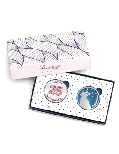 Precious Moments Color Anniversary BIS Hallmarked Silver Coin Of [20 Grams X 2 ] in 999 Purity / Fineness COMBO SET