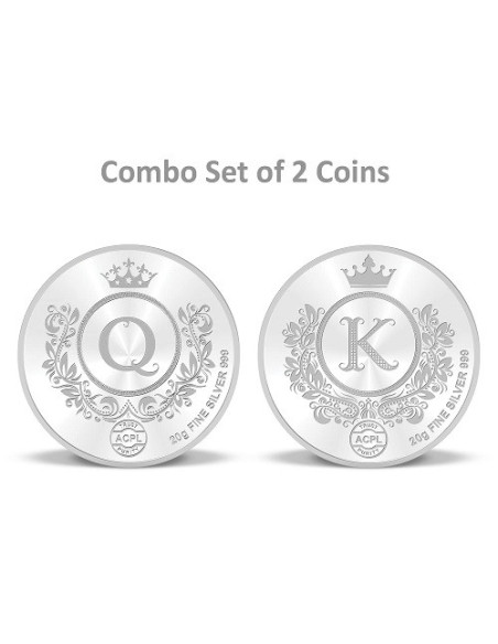 Precious Moments Color King and Queen BIS Hallmarked Silver Coin Of [20 Grams X 2 ] in 999 Purity / Fineness COMBO SET