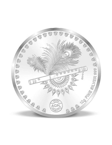 Precious Moments Color Radha Krishna & Peacock BIS Hallmarked Silver Coin Of [10 Grams X 2 ] in 999 Purity / Fineness COMBO SET