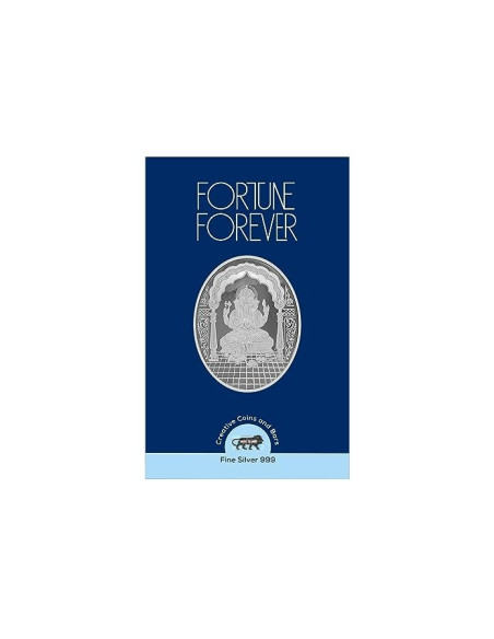 Fortune Forever Oval Ganesh Silver Coin of 10 gm in 999 Purity/Fineness