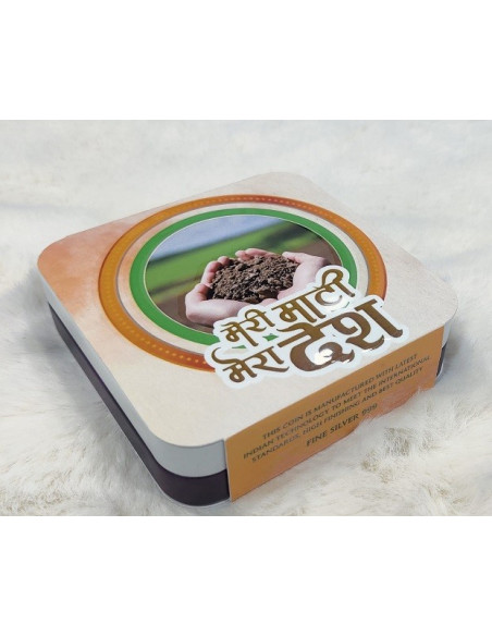 Omkar Mint Meri Mati Mera Desh Lotus Color Silver Coin Of 20 Grams in 999 Purity Fineness