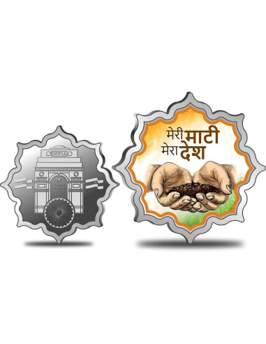 Omkar Mint Meri Mati Mera Desh Lotus Color Silver Coin Of 20 Grams in 999 Purity Fineness